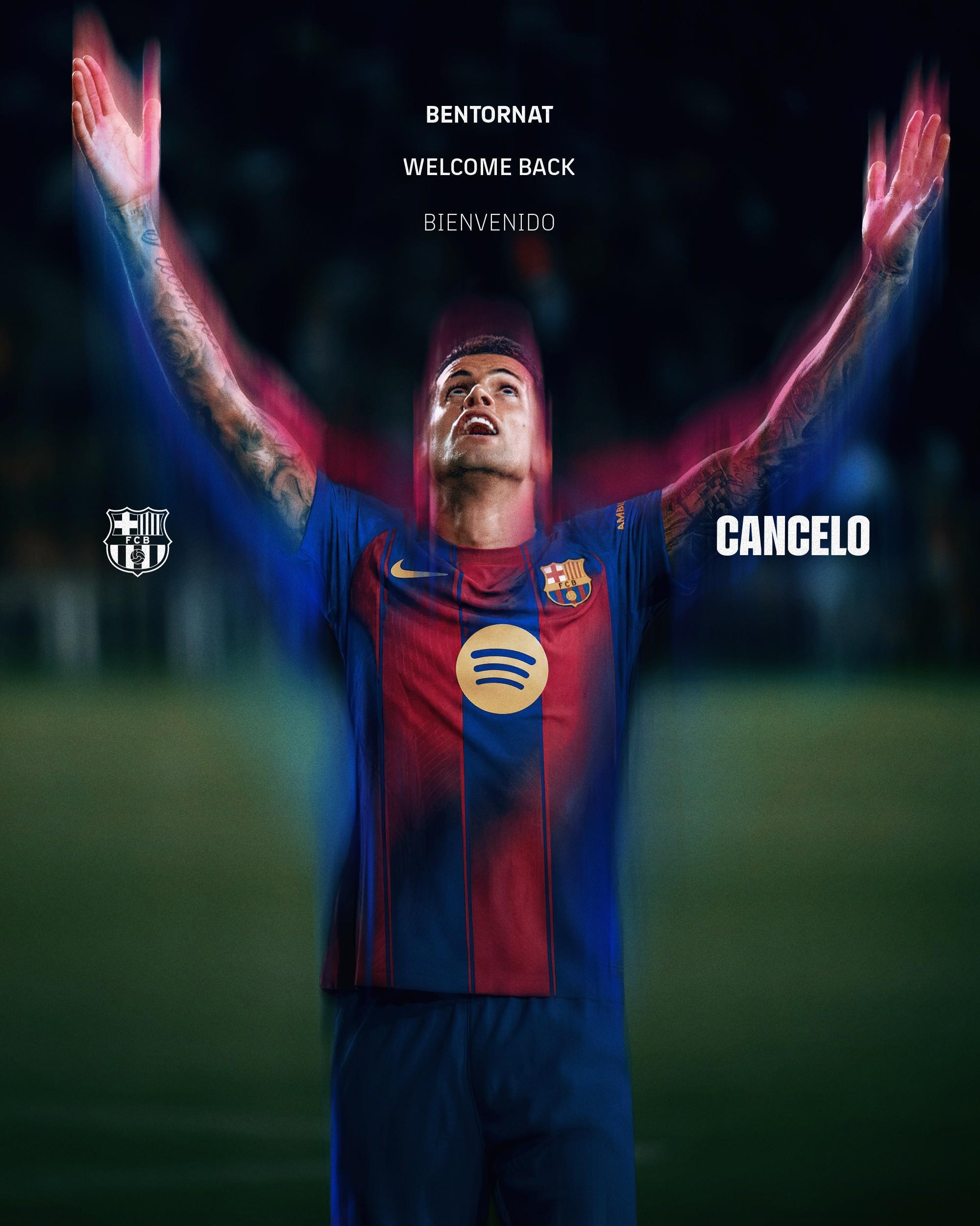 沙巴体育中国站-官方：巴萨租借坎塞洛至赛季末，据悉租借费400万欧